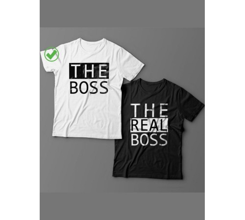 Парные футболки для мужа и жены, для парня и девушки The boss/для двоих с принтом