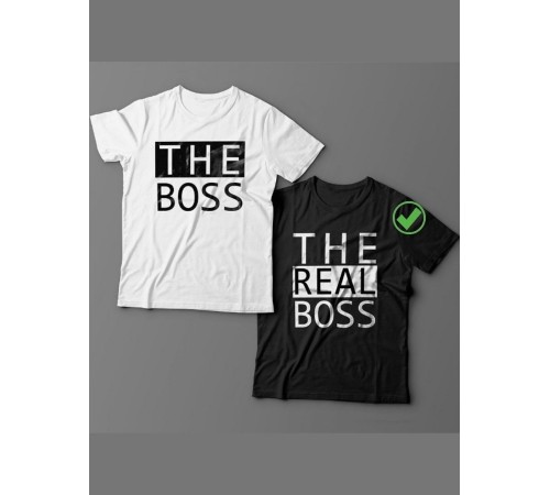 Парные футболки для мужа и жены, для парня и девушки The boss/для двоих с принтом
