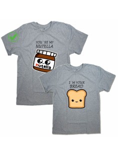 Оригинальные парные футболки для двух влюбленных с принтом / Семейный Лук с надписью Nutella&Bread
