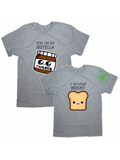 Оригинальные парные футболки для двух влюбленных с принтом / Семейный Лук с надписью Nutella&Bread