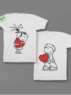 Оригинальные парные футболки для двух влюбленных / Семейный Лук с принтом Девочка&мальчик