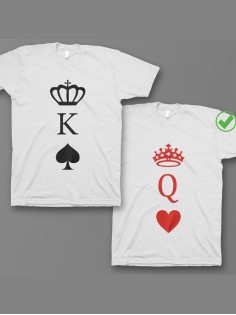 Красивые парные футболки с надписями/для влюбленных с принтом K&Q