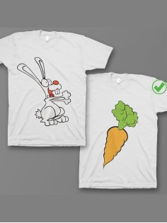 Красивые парные футболки с надписями/для влюбленных с принтом кролик&морковь