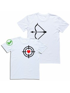 Оригинальные парные футболки для двух влюбленных / Семейный Лук с принтом Лук&Мишень