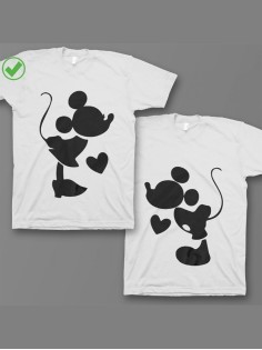 Оригинальные парные футболки для двух влюбленных / Семейный Лук с принтом Микки&Минни