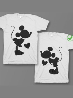 Оригинальные парные футболки для двух влюбленных / Семейный Лук с принтом Микки&Минни