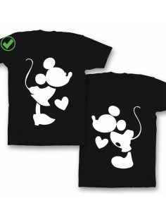 Оригинальные парные футболки для двух влюбленных / Семейный Лук с принтом Микки&Минни