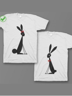 Оригинальные парные футболки для двух влюбленных / Семейный Лук с принтом Милые кролики