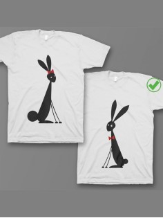Оригинальные парные футболки для двух влюбленных / Семейный Лук с принтом Милые кролики