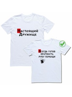 Футболки для двоих со смешными надписями с принтом Дружище/Парные для друзей