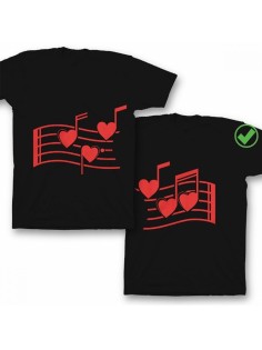 Красивые парные футболки с надписями/для влюбленных с принтом Нотки любви