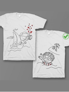 Оригинальные парные футболки для двух влюбленных / Семейный Лук Love