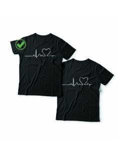 Оригинальные парные футболки для двух влюбленных / Семейный Лук с принтом На линии пульса
