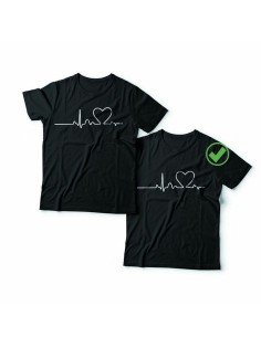 Оригинальные парные футболки для двух влюбленных / Семейный Лук с принтом На линии пульса