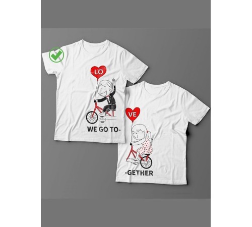 Футболки для двоих со смешными надписями с принтом We go together/Парные для влюбленных