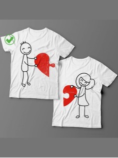 Футболки для двоих со смешными надписями с принтом Сердце-пазл/Парные для влюбленных