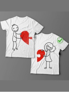 Футболки для двоих со смешными надписями с принтом Сердце-пазл/Парные для влюбленных