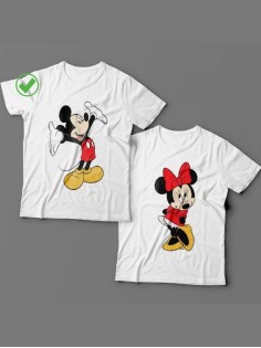 Футболки для двоих со смешными надписями с принтом Микки&Минни/Парные для влюбленных