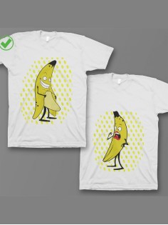 Футболки для двоих со смешными надписями с принтом Смешные бананы/Парные для влюбленных