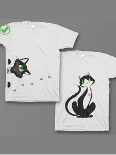 Футболки для двоих со смешными надписями с принтом Смешные коты/Парные для влюбленных