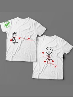 Парные футболки для мужа и жены, для парня и девушки с милыми рисунками/для двоих