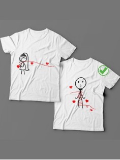Парные футболки для мужа и жены, для парня и девушки с милыми рисунками/для двоих