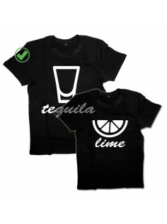 Футболки для двоих с принтом Текила & Лайм/Парные для влюбленных