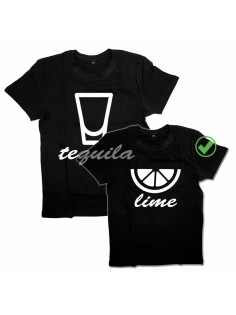 Футболки для двоих с принтом Текила & Лайм/Парные для влюбленных