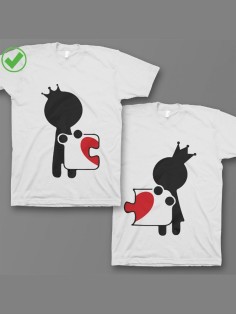 Парные футболки для мужа и жены, для парня и девушки/для двоих с принтом Сердце-пазл