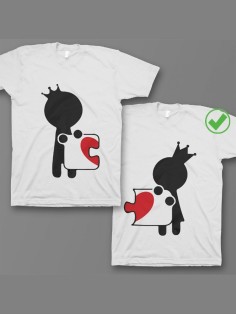 Парные футболки для мужа и жены, для парня и девушки/для двоих с принтом Сердце-пазл