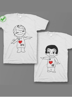 Футболки для двоих с принтом Я люблю его & Я люблю её/Парные для влюбленных