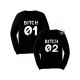 Парные свитшоты с надписью Bitches 01&02