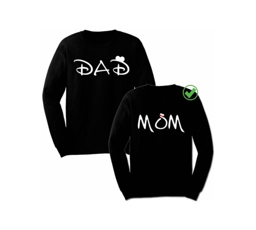 Парные свитшоты с надписью Dad&mom