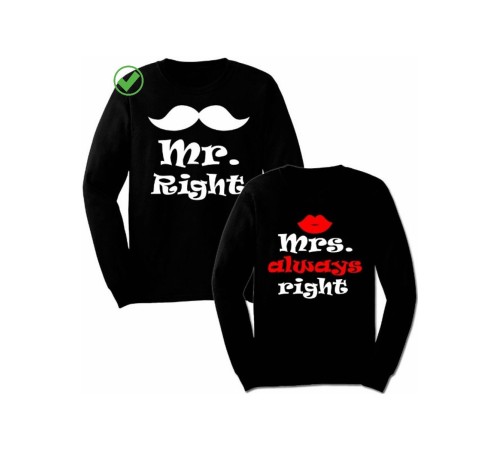 Свитшоты Mr right& Mrs always right