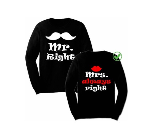 Свитшоты Mr right& Mrs always right