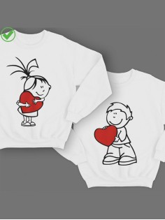 Парные свитшоты Пара с сердечками