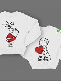 Парные свитшоты Пара с сердечками