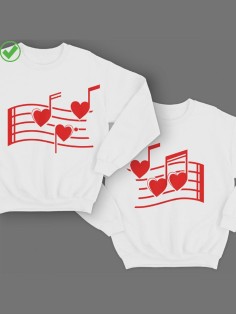 Парные свитшоты с принтом Нотки сердец