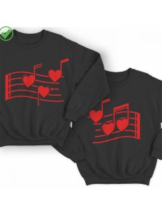 Парные свитшоты с принтом Нотки сердец