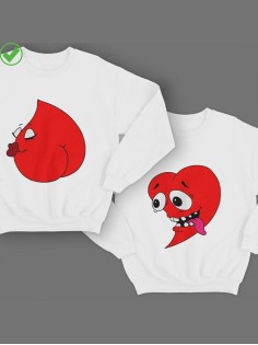 Парные свишоты с принтом Сердца