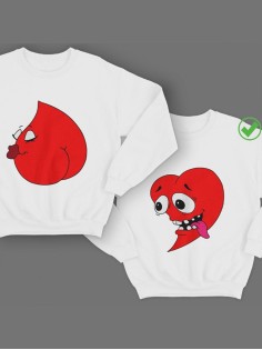 Парные свишоты с принтом Сердца