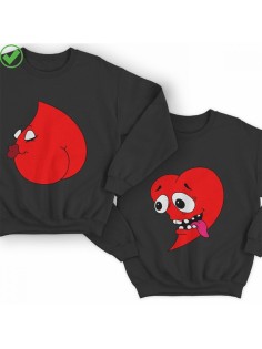 Парные свишоты с принтом Сердца