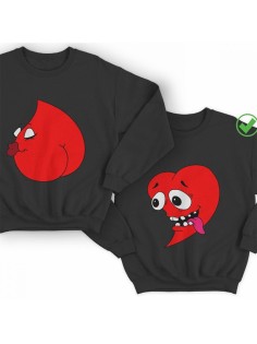 Парные свишоты с принтом Сердца