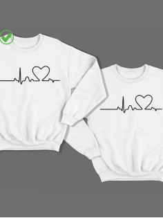 Парные свишоты с принтом Ритм сердца
