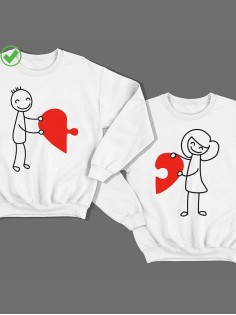 Парные свитшоты с принтом Сердце-пазл