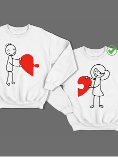 Парные свитшоты с принтом Сердце-пазл