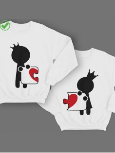 Парные свитшоты с принтом Сердце-пазл