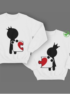 Парные свитшоты с принтом Сердце-пазл