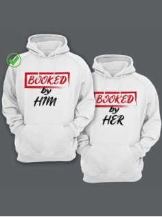 Парные толстовки для двоих с надписью Booked/худи для влюбленных с принтом