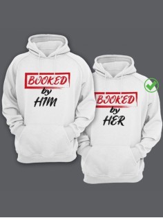 Парные толстовки для двоих с надписью Booked/худи для влюбленных с принтом